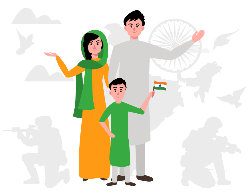 Indian family celebrating Republic day