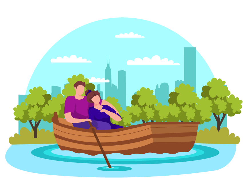 Couple riding on boat