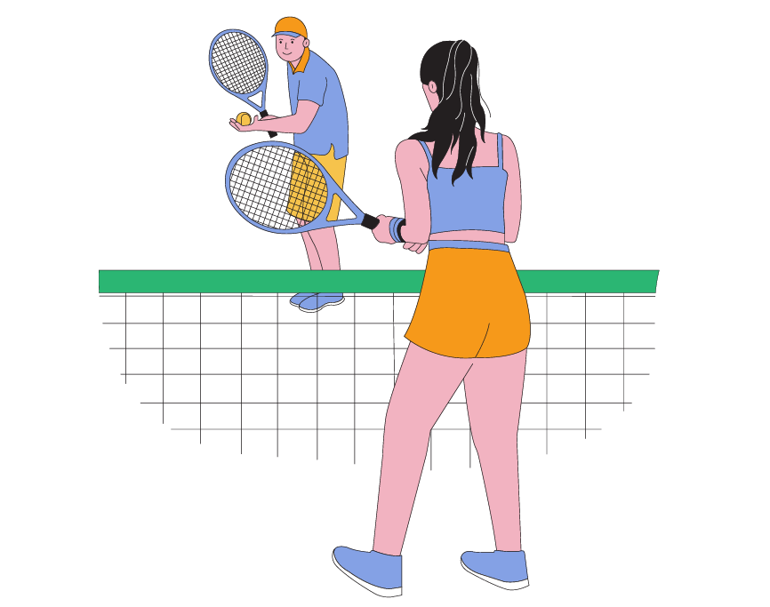 Boy And Girl Playing Tennis