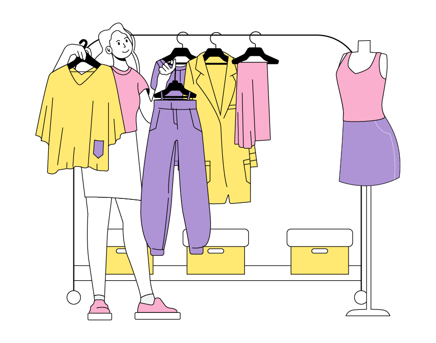 Illustration of a Woman Shopping