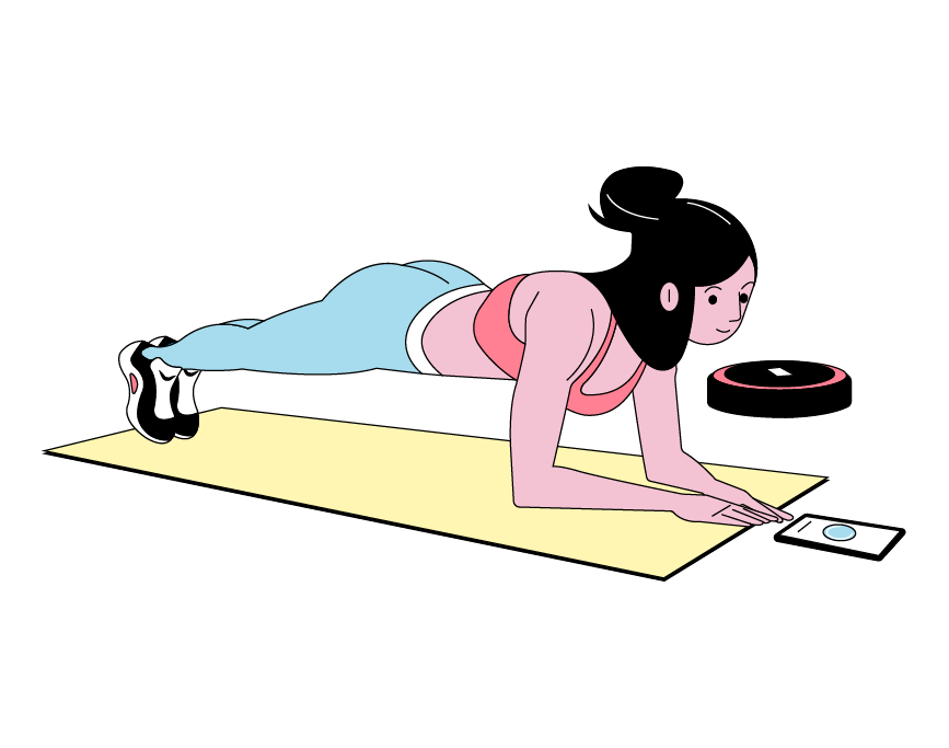 Girl doing plank at home sports
